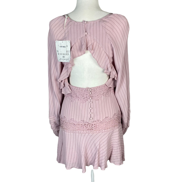 Free People Dress Mini Long Sleeve Lace Boho Lilac Purple Crush on You Sz 4 NWT - Picture 7 of 13